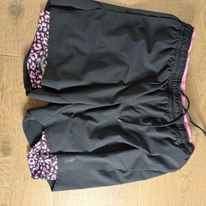 chubbies Black Athletic Shorts with Pink Leopard Accents